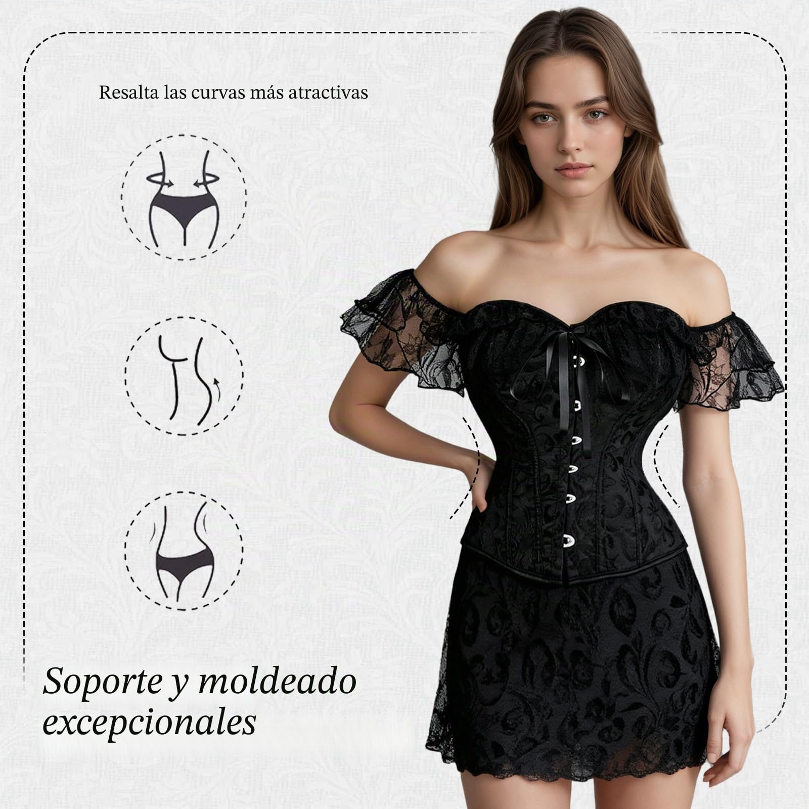 SUKUTU Corsé de pecho completo para Mujer con Tirantes de Encaje parte superior ajustada al Cuerpo corsé gótico Retro con cierre Frontal Ropa interior moldeadora