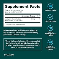 Vista 9 de Gotas de Azul de Metileno - Grado Farmacéutico USP 99.99% Puro Solución al 1% para Energía, Enfoque, Claridad, Cognición y Apoyo Celular - Probado