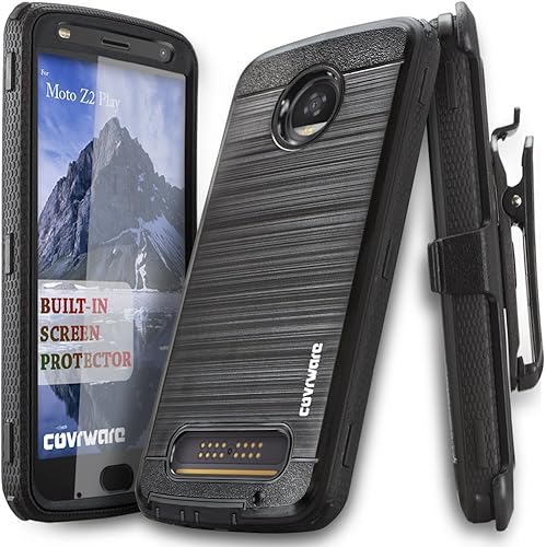 Miniatura 1 de COVRWARE Funda de tanque de hierro para Moto Z2 PLAY  Z2 FORCE con protector de pantalla integrado, armadura de cuerpo completo resistente diseño de