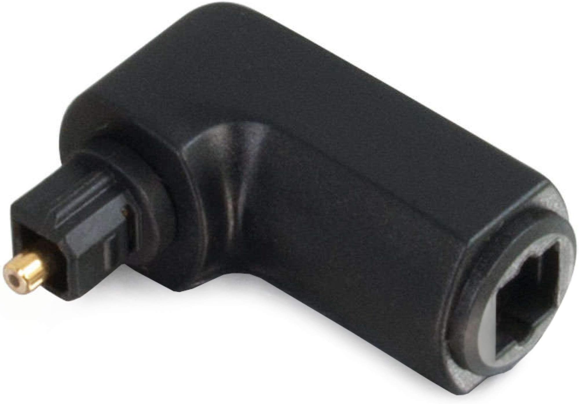 C2G Optical Audio Cable Adapter, 90 Degree, Black, Universal Compatibility, Gold-Plated Connectors, 1 Count, 40016