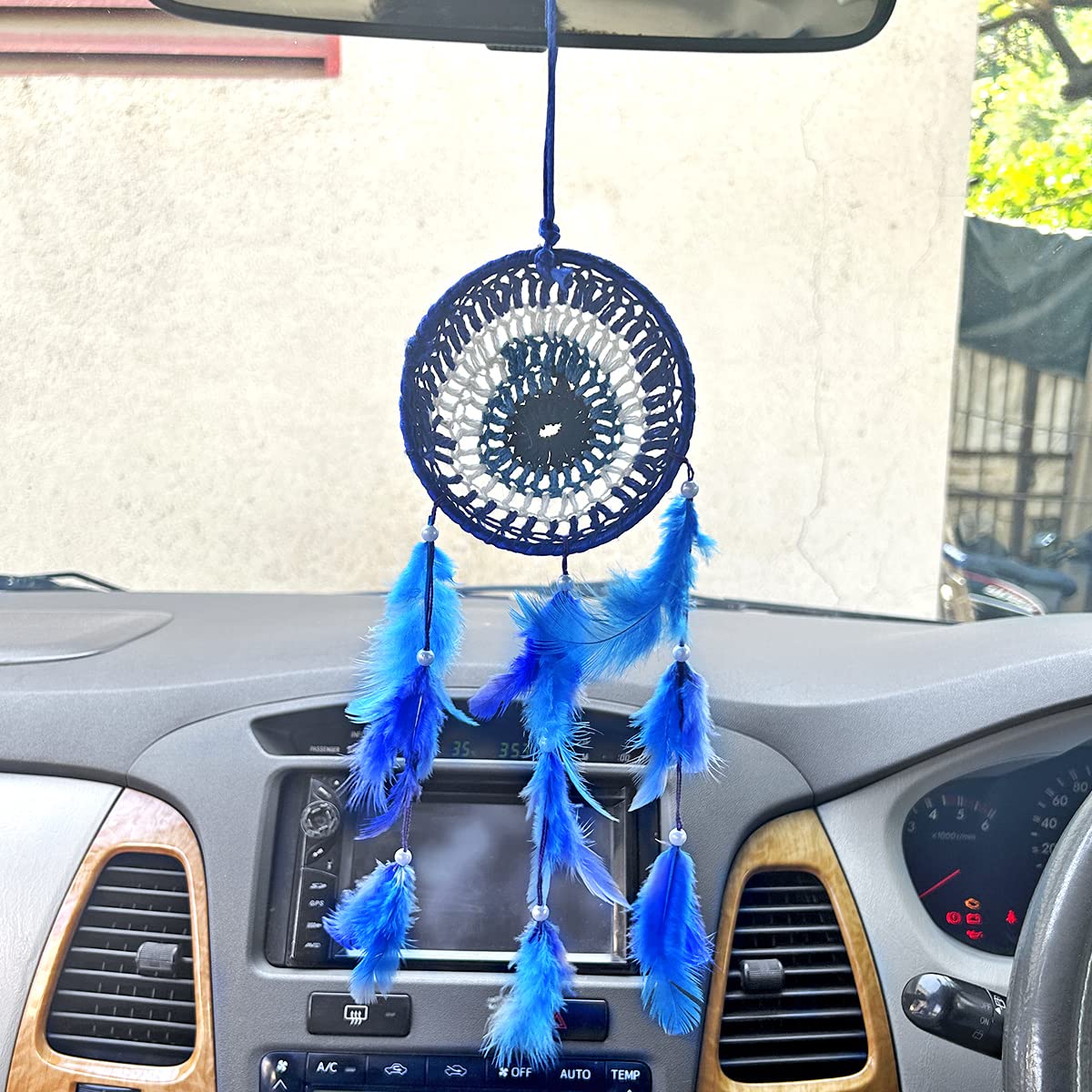 Turkish Evil Eye Dream Catcher for Car 4 Inch | Dreamcatcher for Home Decor Unique Art Wall Hanging | Blue Dream Catcher with Feathers for Good Luck Protection-image-12
