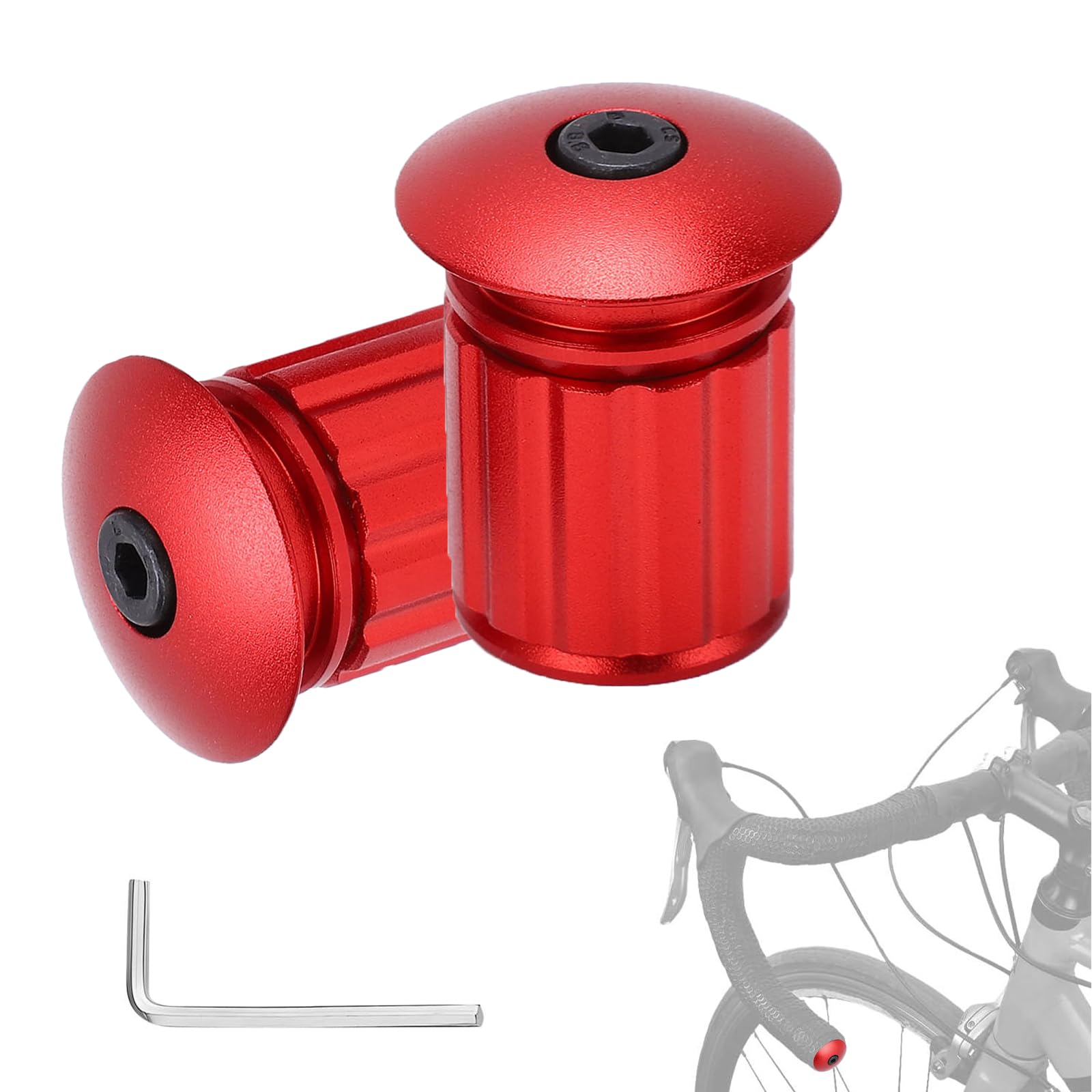 OUKENS Fahrradlenker Endstopfen, 1 Paar Aluminium Fahrrad Bar Ends Lenkerstopfenlenker Plugs Kappen, Lenker Endkappen Einstellbare für 18-20 mm Fahrradlenker Fahrrad,MTB, Rennrad(rot) Sport & Freizeit