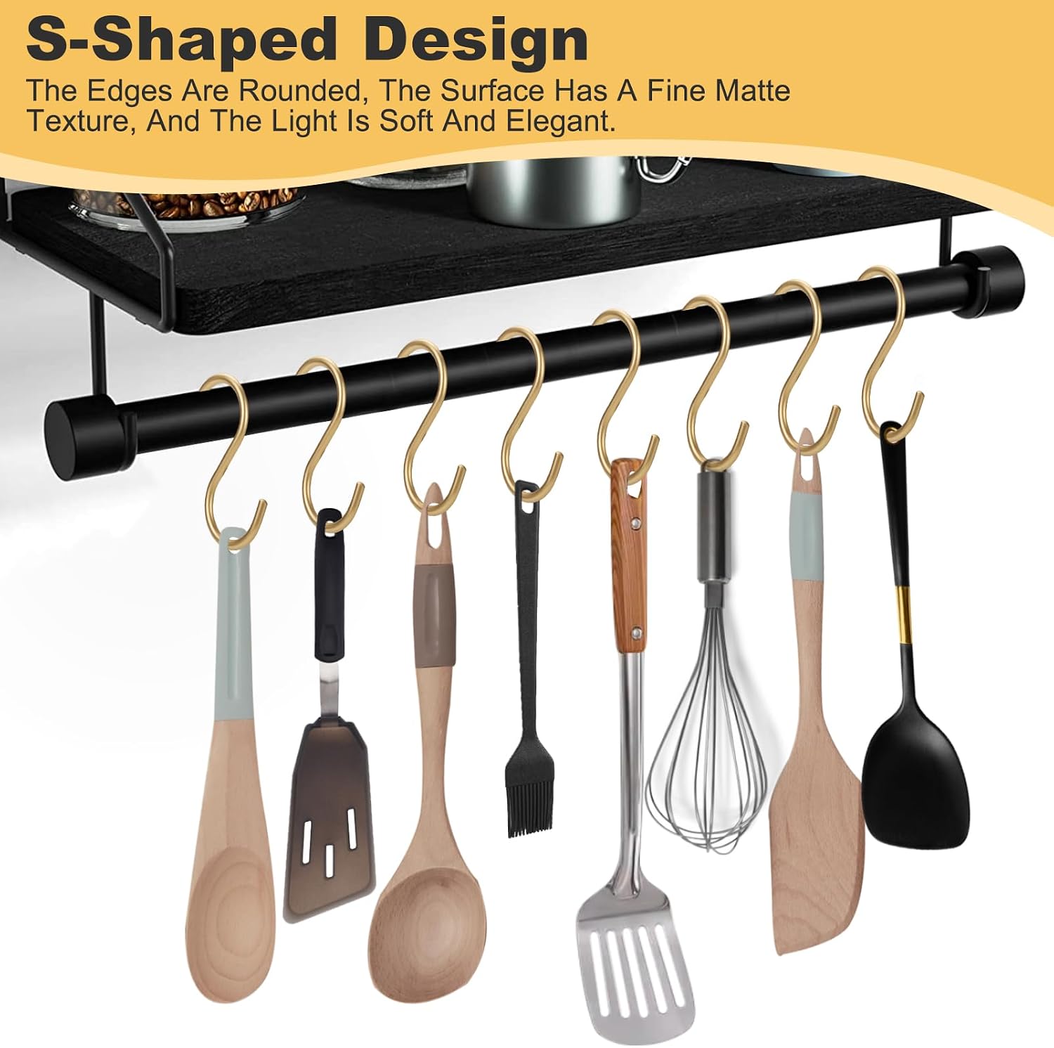 10 Pack S Hooks for Hanging, 3.34" Gold Aluminum Alloy Heavy Duty S Hanging Hooks Holds Up to 4.4lbs- Mutil Purpose Hanger for Kitchen, Bathroom, Closet & Pot Racks, Wallets, Belts, Ties, Keys image 5