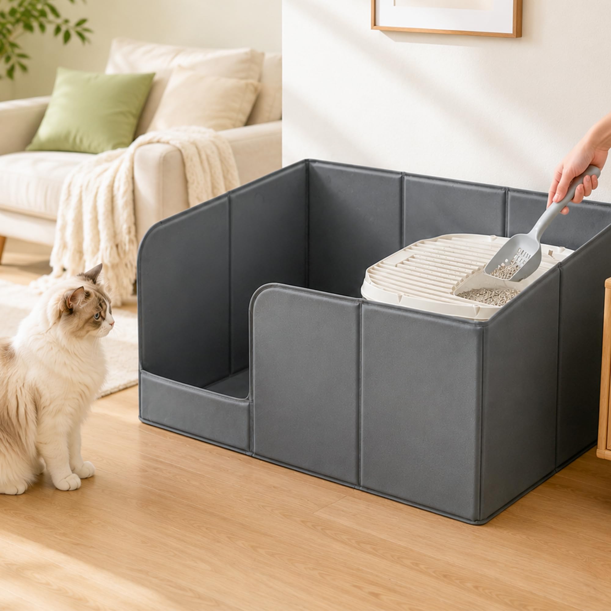 PETKARAY Extra Große Katzentoiletten Einfassung, Wasserdicht, Spritzschutz