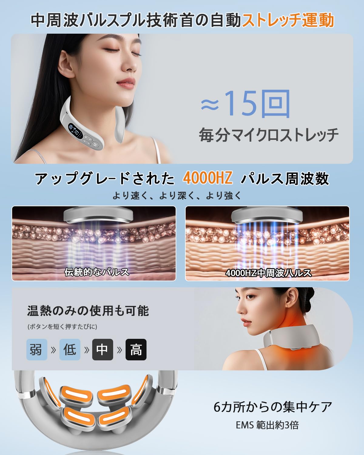 Amazon.co.jp: 【2026新設計 ・6つパッド 】ネックケア 首