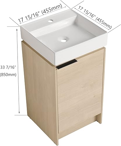 Miniatura 2 de Combinación de tocador de baño de 18 pulgadas con fregadero juego de armario montado en la pared para espacios pequeños tocador de baño flotante de