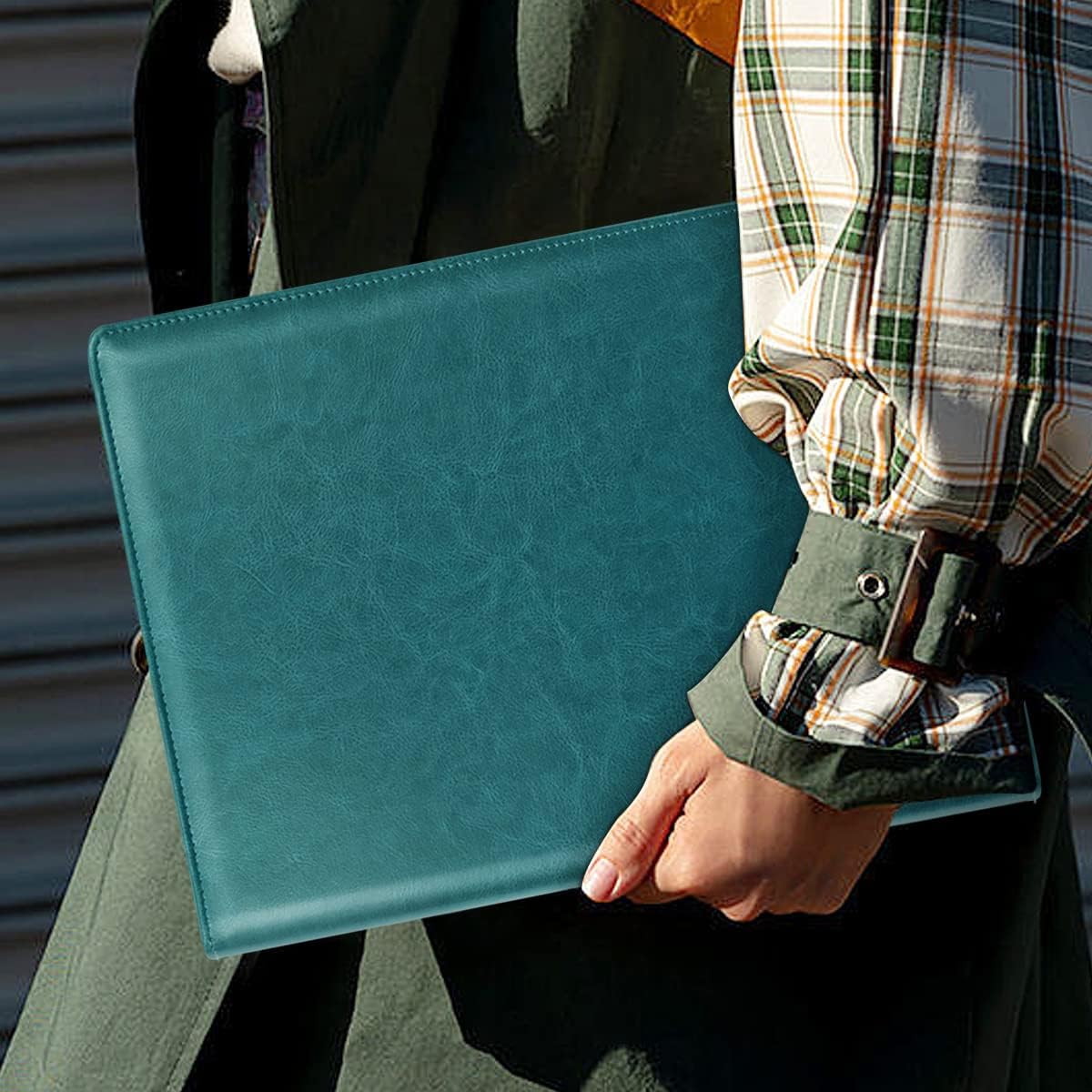 WAVEYU Padfolio Business/Resume Portfolio Folder, Leather Interview Portfolio Business Portfolio Portfolio Organizer with Legal Pad Folder Clipboard,Interview Folder for Men/Women, Dark Green