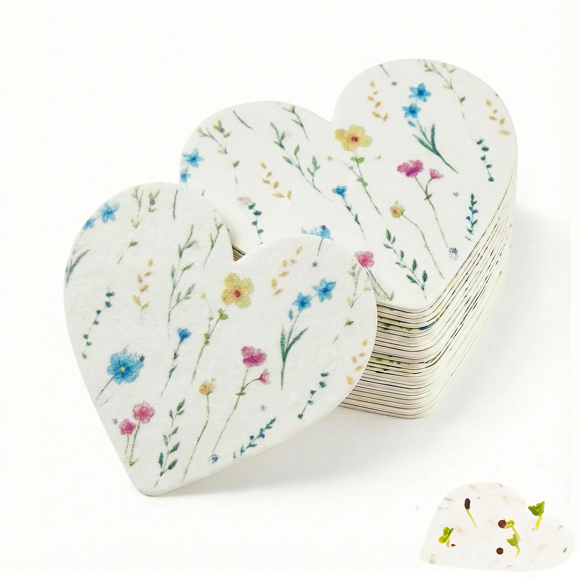20Pack Plantable Seed Paper Cards - Loveable Heart Paper Card with Wildflower Seeds, Wildflower Card for Wedding Favors,Bridal Shower Favor,Gift Wrapping,Corporate Celebration — image 1