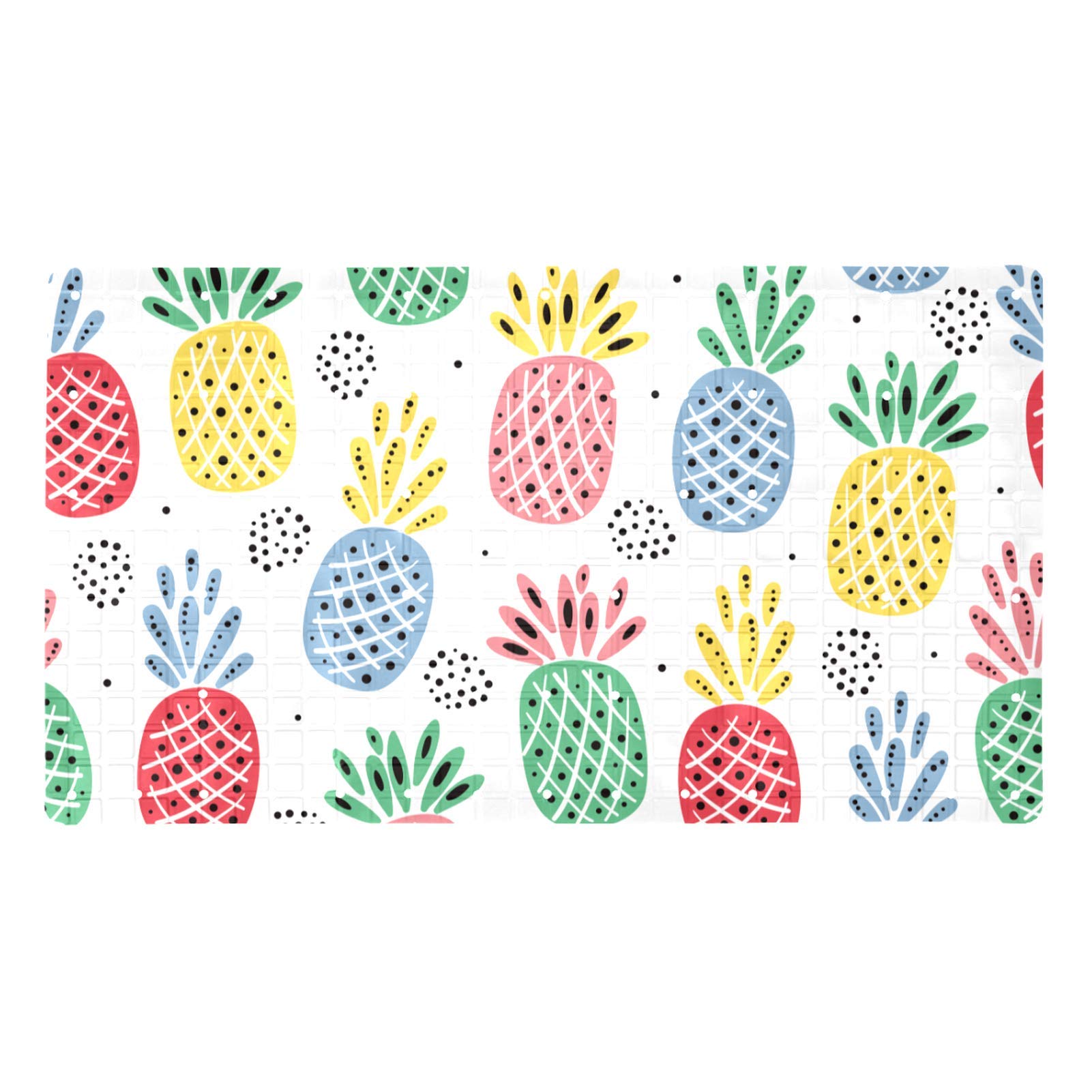 Tapis de bain antidérapant en PVC motif ananas coloré avec ses ventouses de sécurité