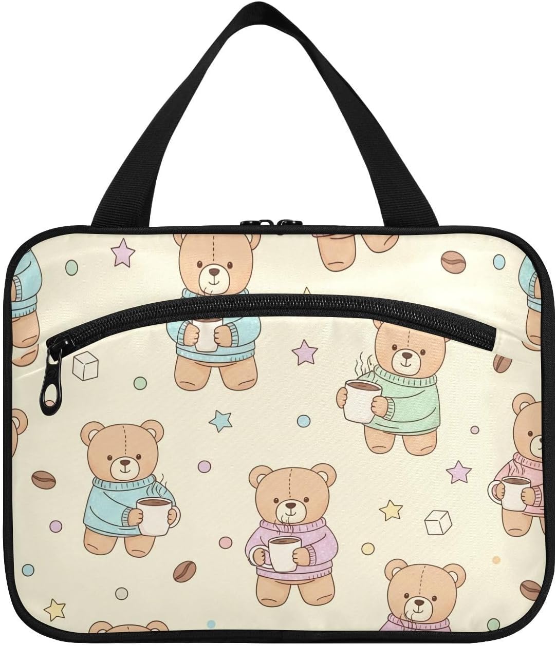 Cute Bear Travel Toiletry Bag with Hanging Hook, Portable Makeup Cosmetic Bag Travel Organizer for Travel-Sized Toiletries Accessories Essentials, Medium