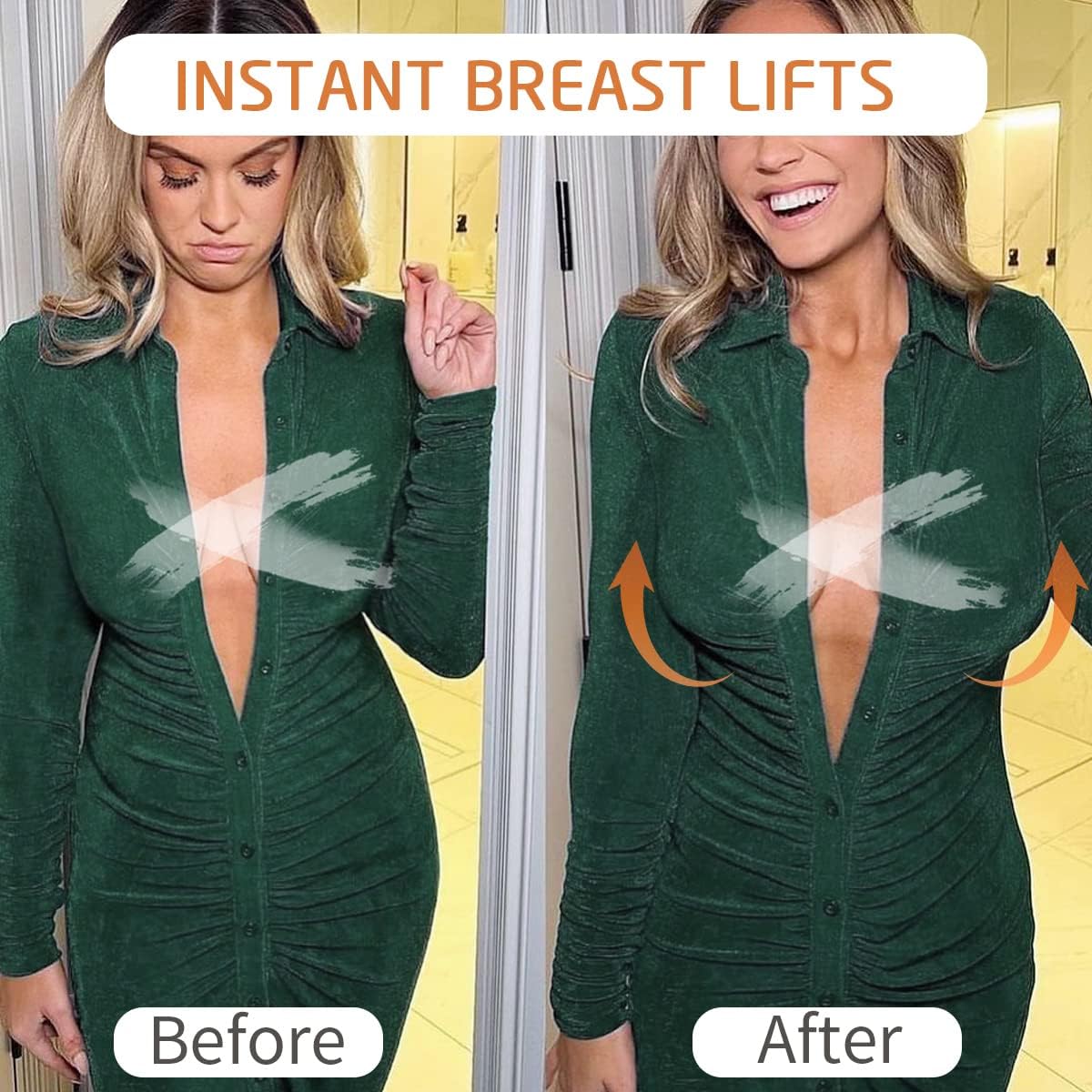 Udaily Boob Tape Boobytape, 2.95 Inches Extra Wide Bob Tape for Large Breasts, Kinesiology Tape Breathable Athletic Tape with 4 Pcs Reusable Breast Petals for A-E Cup
