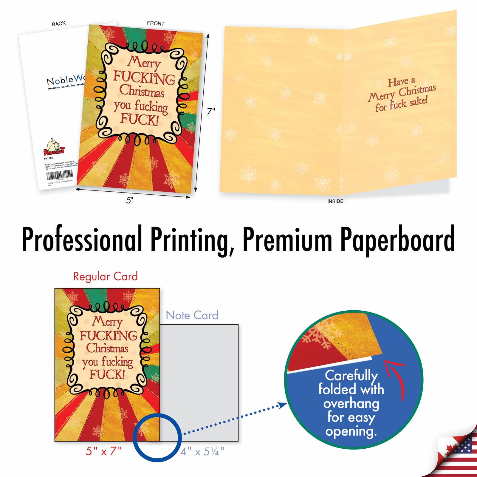 Feliz Navidad – papel tarjeta de Navidad EFFIN, color 12 Christmas Card Pack (SKU:B1243) 12 Christmas Card Pack (SKU:B1243)