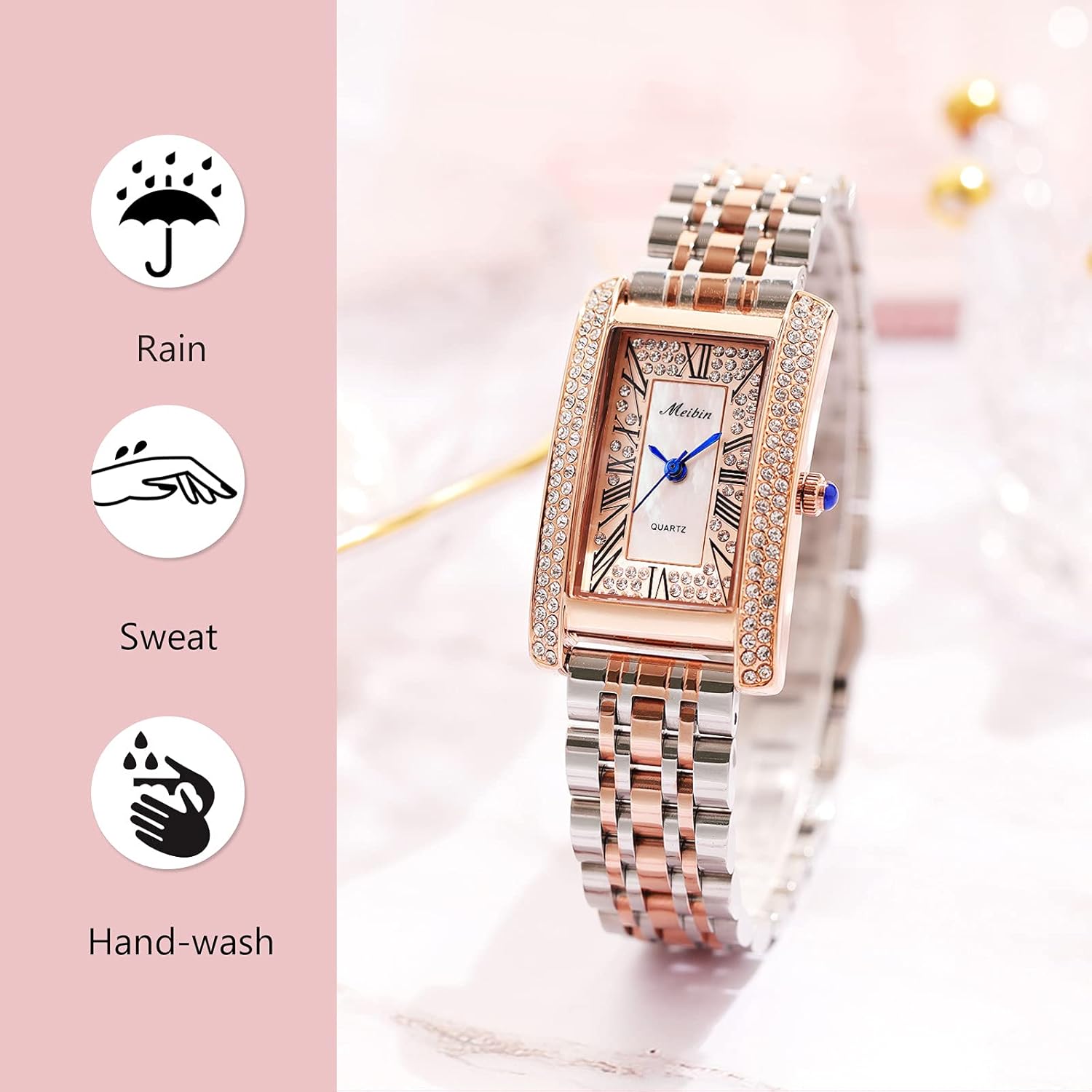 RORIOS Donna Orologio Analogico al Quarzo Orologio con Cinturino in Acciaio Inossidabile Orologio da Polso Moda Diamante Orologio da Donna