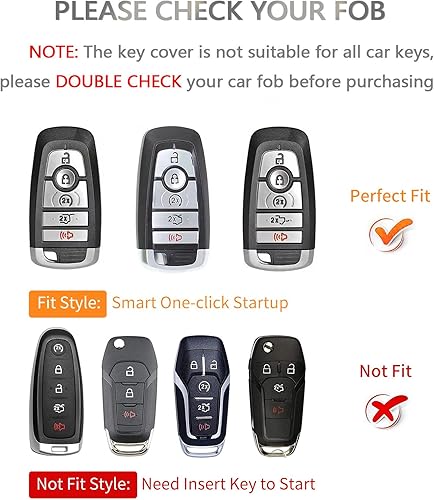 Miniatura 7 de OFFCURVE Funda de cuero para llave de automóvil Ford compatible con Ford Mustang Fusion F250 F350 F450 F550 Edge Explorer Raptor Smart Key Holder