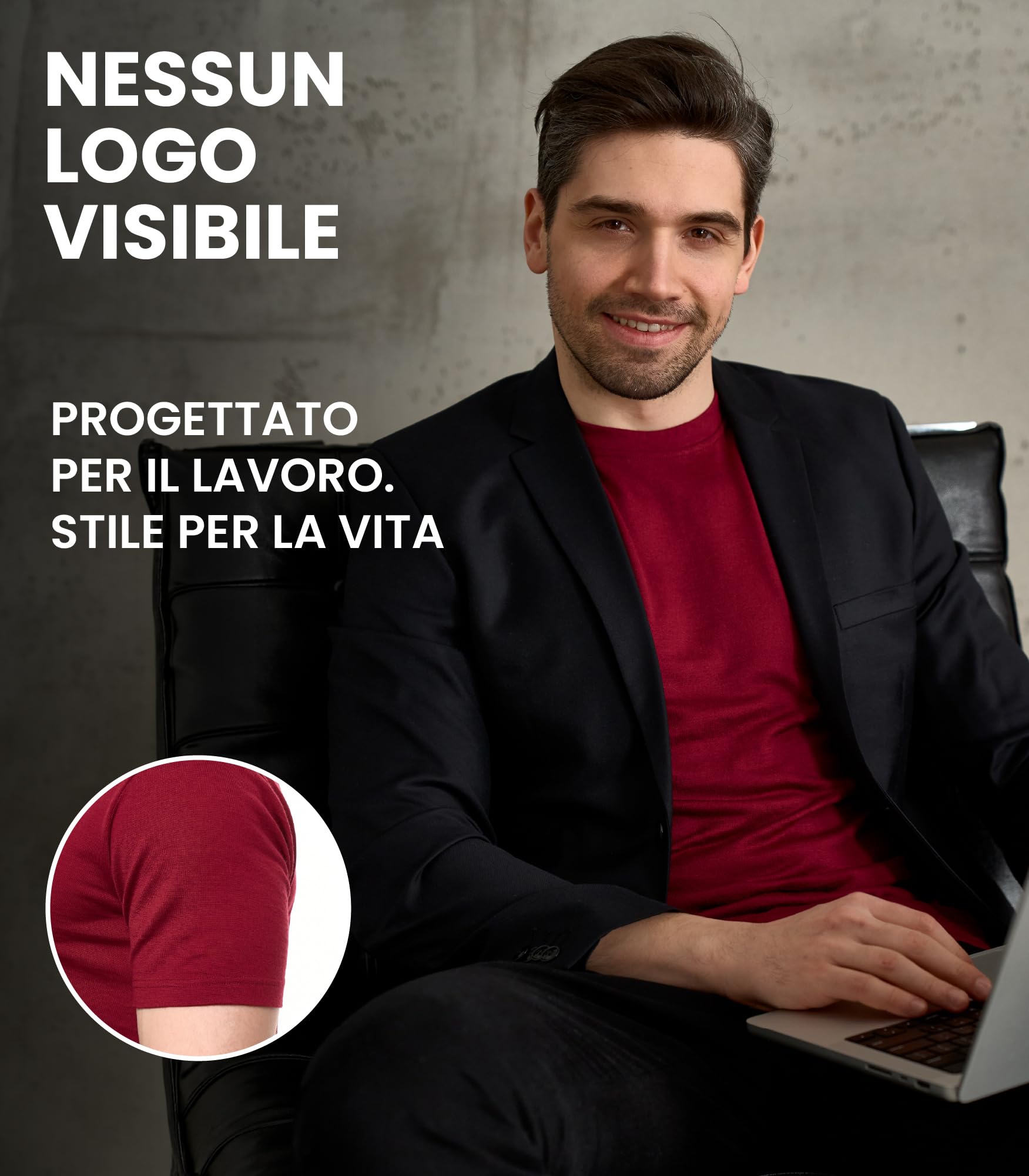 Merino.tech T Shirt Lana Merino - Intimo Termico Uomo Lana Merinos - Maglietta Trekking Uomo con Strato Base Leggero