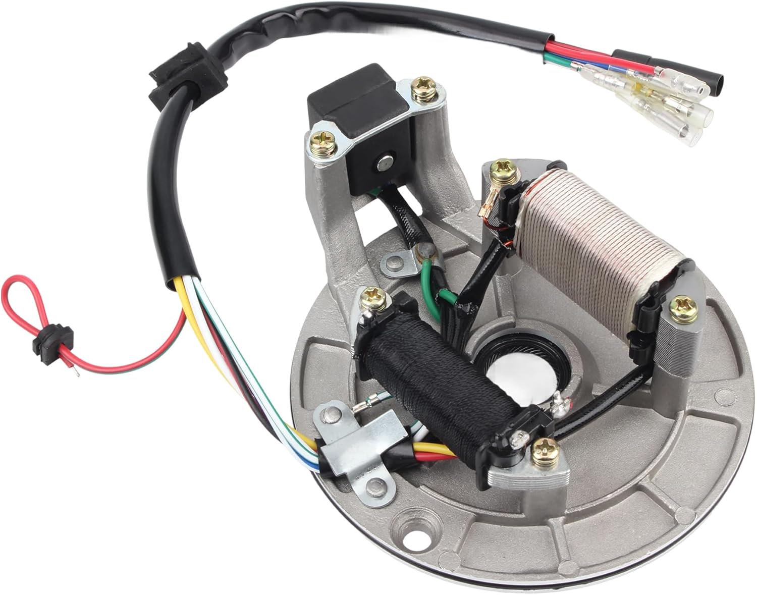 PowerMotor 2 Coil Ignition Magneto Stator Plate Assembly with Flywheel and Flywheel Puller Replacement for 90cc 110cc 125cc 140cc Taotao Kazuma SSR Baja Chinese Dirt Pit Bike ATV Quad 4 Wheeler