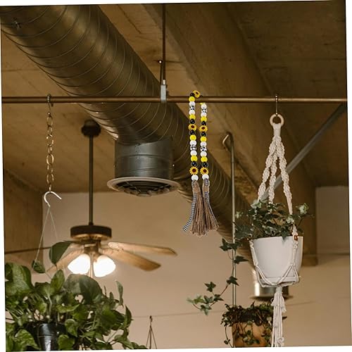 Miniatura 8 de NOLITOY Decoración de cuerdas de girasoles con cuentas de madera, guirnalda de cuentas de madera, colgante decorativo para decoración del hogar y