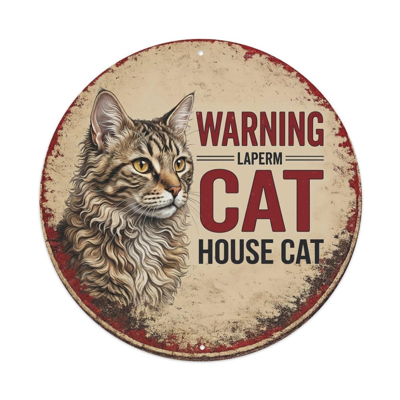 Tgrcjimh Style Metal Tin Sign Vintage Warning Laperm Cat