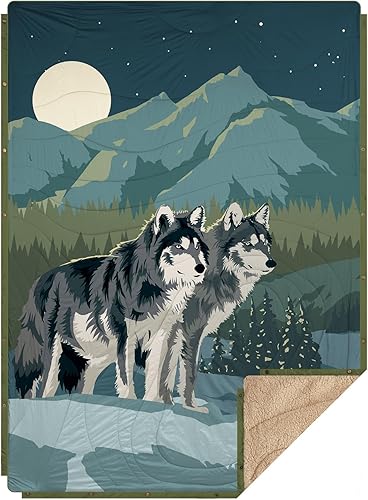 Miniatura 1 de Kawagebo - Manta de forro polar Sherpa para acampar al aire libre con bolsa impermeable plegable, manta de campamento suave y cálida 3 en 1, manta