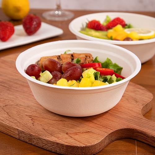 Miniatura 4 de supernal 200 cuencos de papel desechables 100% compostables, cuencos de papel, desechables, resistentes, biodegradables, juego de tazones de sopa