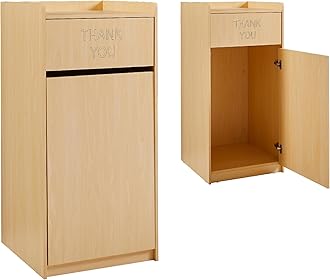 Restaurant Trash Can Cabinet, Commercial Trash Cans 40 Gallon Wooden Trash Can and Garbage Receptacle with Tray Holder, Door, Large Trash Bin for Restaurants, Cafeteria, Kitchen, Office, School, Oak