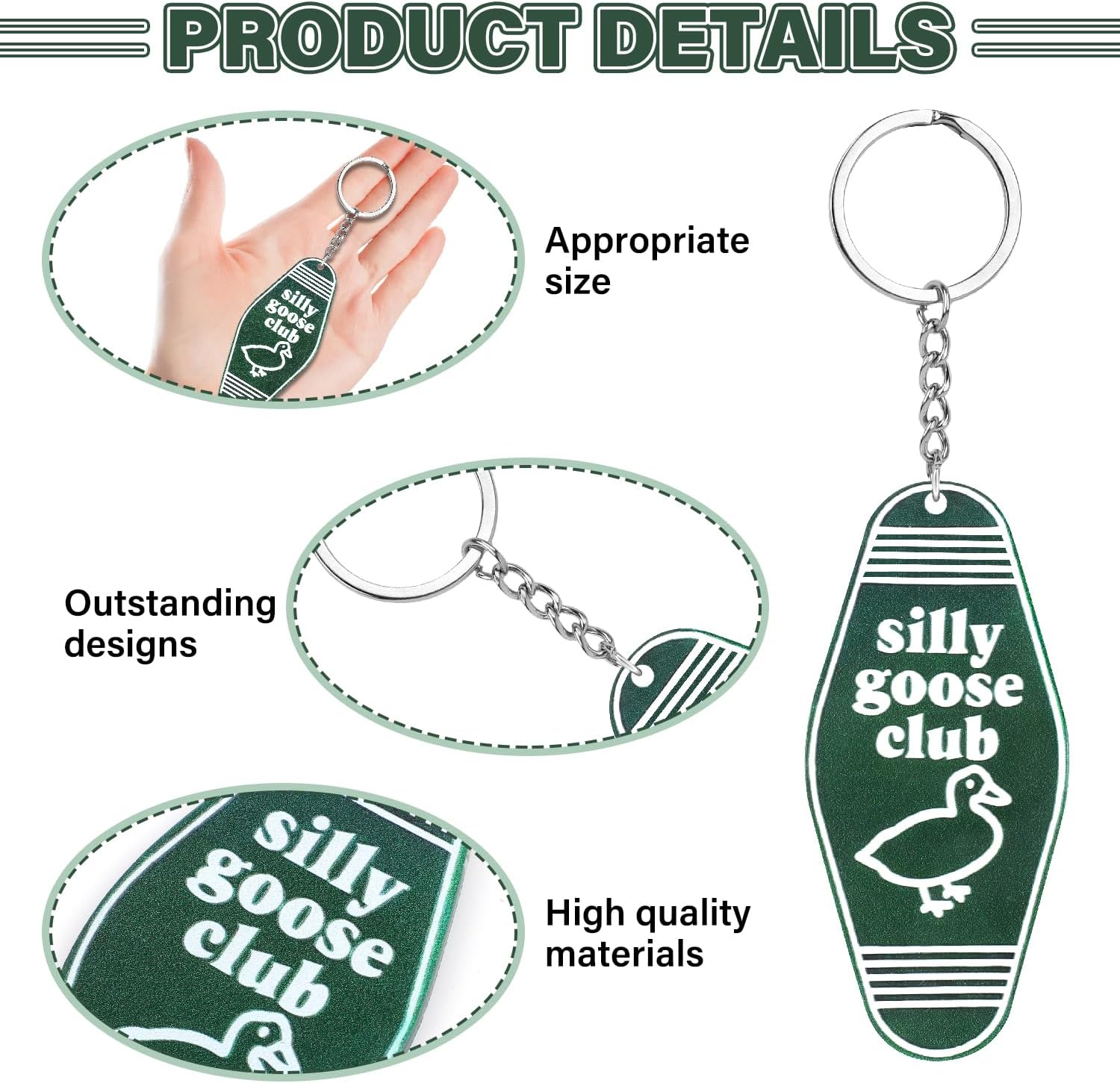 12 PCS Goose Shape Acrylic Keychain Set with Key Ring, Cute Novelty Animal Keychains for Backpack Handbag Accessories