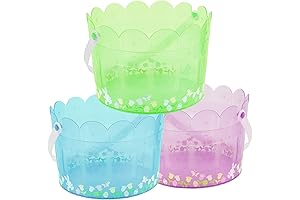 Zcaukya Set of 3 Clear Easter Baskets with Handles