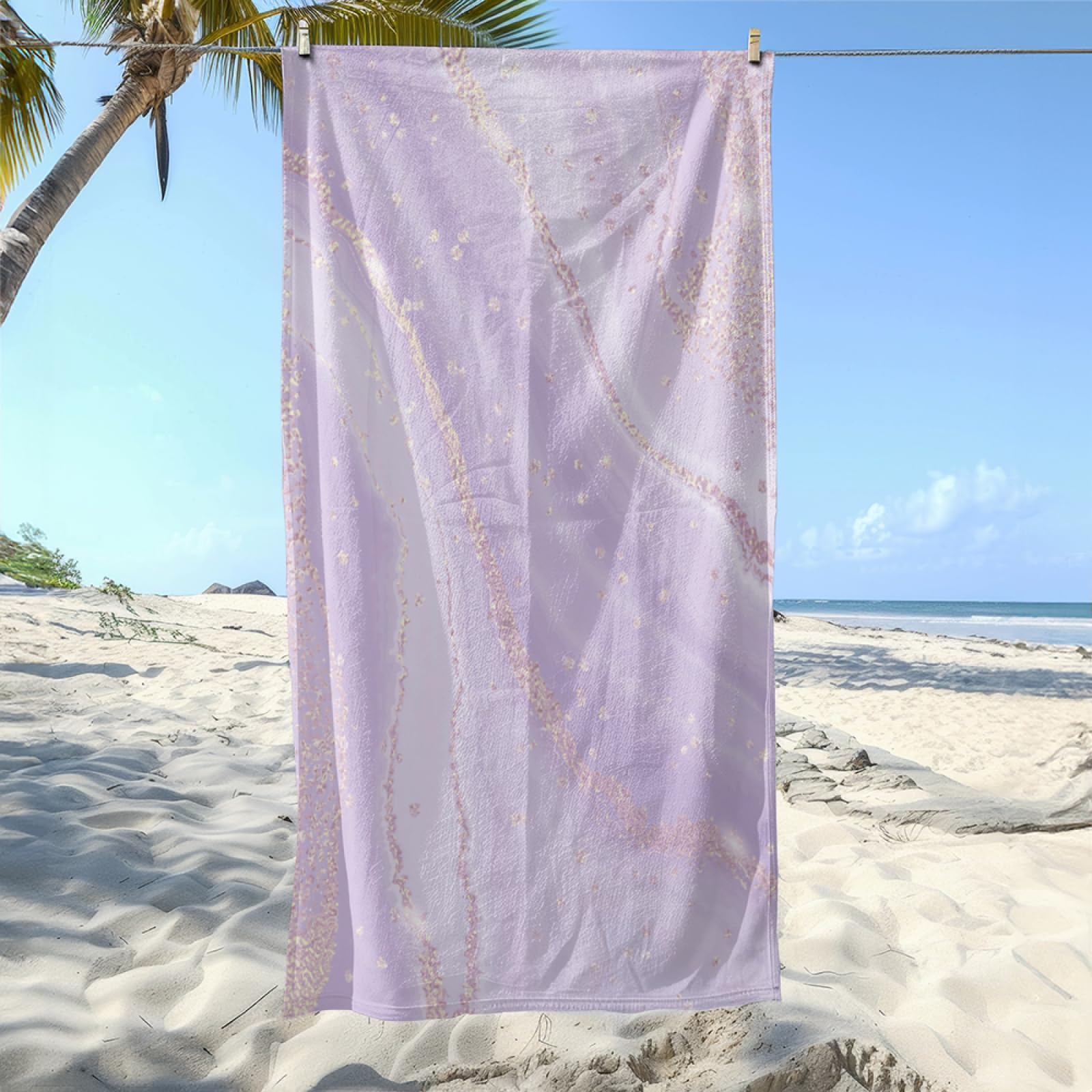 Telo Mare Microfibra 210x230 Gradiente Viola Telo Spiaggia Grande Antisabbia,XXL Asciugamano Mare, Asciugatura Rapida, Stuoia Spiaggia Leggero E Portatile