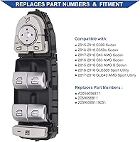 Vista 2 de Obaee Interruptor Maestro de Elevalunas Eléctrico Delantero Lado del Conductor Compatible con Mercedes-Benz C300, C350e, C43 AMG, C63 AMG, C63 AMG