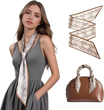 وشاح شعر Seawhisper Silk-Like Neck للنساء خفيف الوزن من الساتان المطبوع الحريري المستطيل