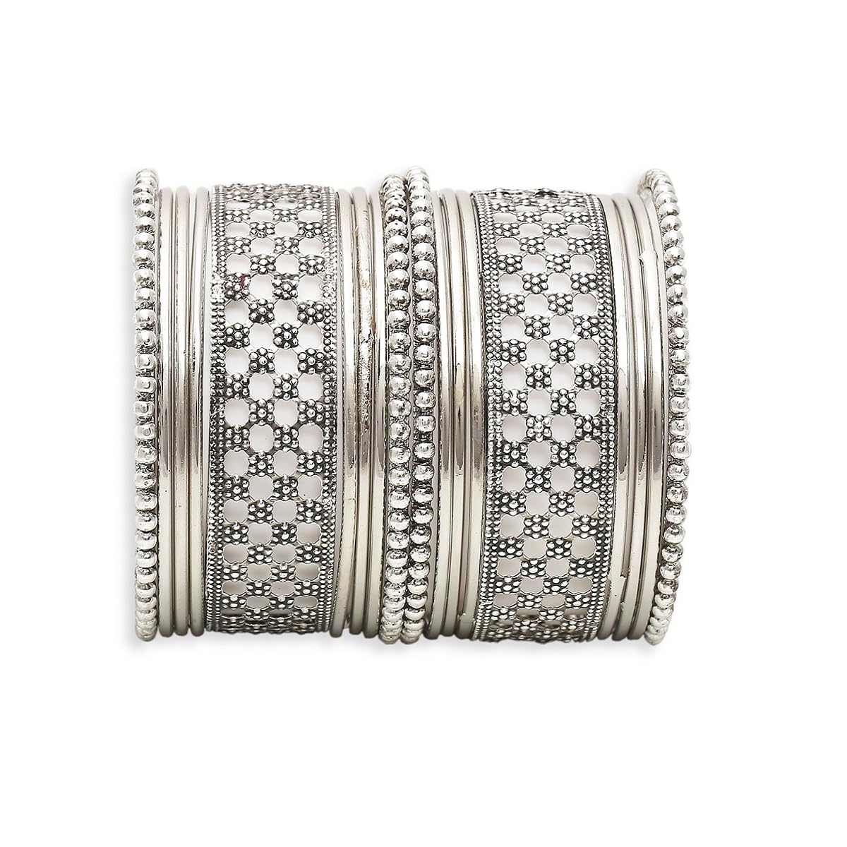 OOMPH Jewellery Combo of 18 Oxidised Silver Bangle Set for Women & Girls Stylish Latest - Size 2.6 (BBA15_AMR1) (B0CJ9LKPWL) Amazon Price History, Amazon Price Tracker