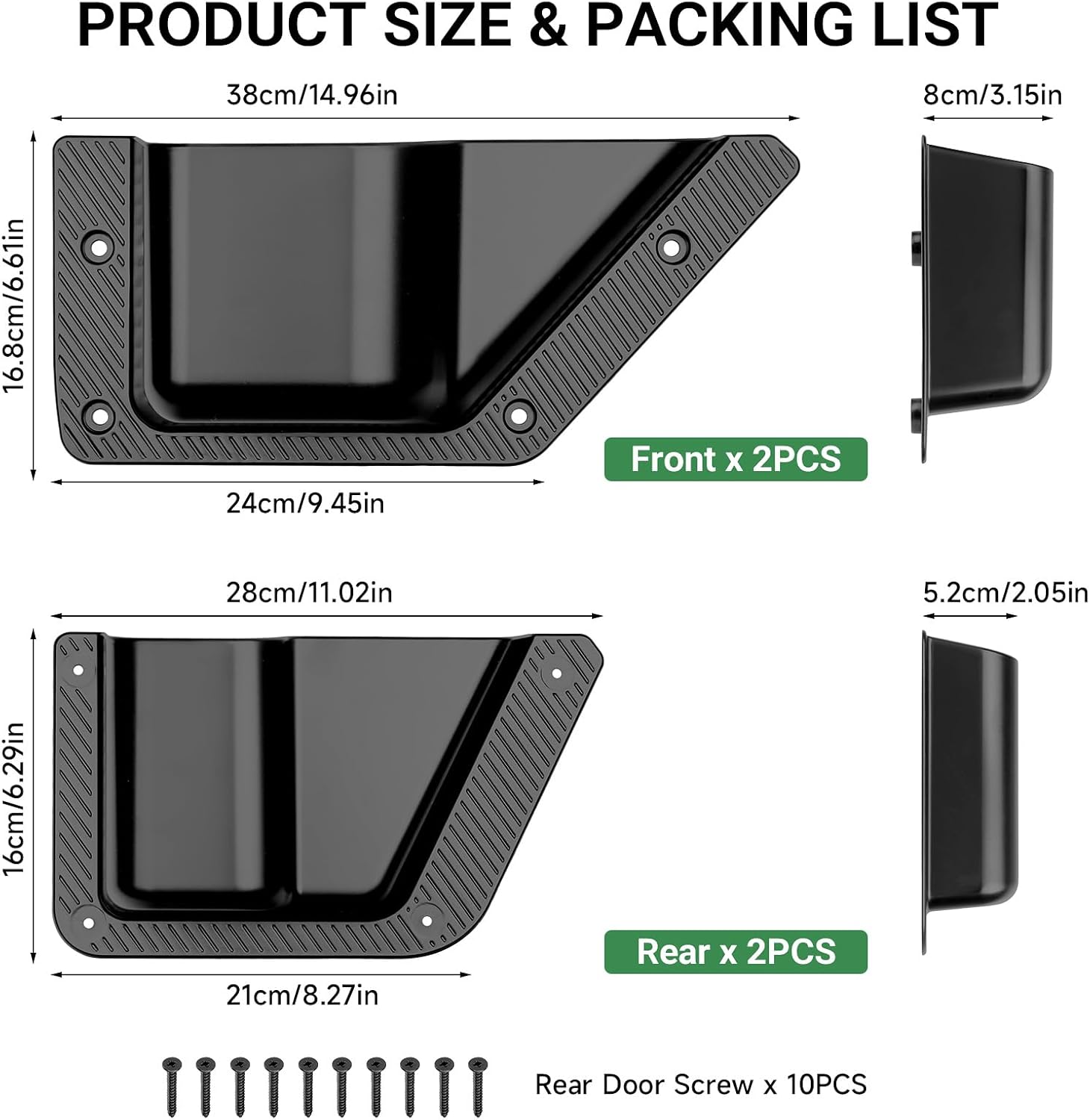 4PCS Door Storage Pockets for Ford Bronco 2021 2022 2023 2024 2025 2026 Accessories Front and Rear Door Side Box Cup Holder Organizer Interior Expansion Frame Trim Black (Not for Sport)