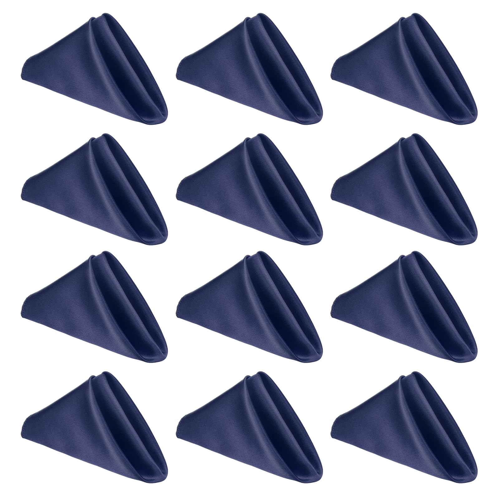 sourcing map 12 Pcs Navy Blue Satin Napkins, 17x17 Inch Dinner Napkins Cloth Washable Polyester Soft Square Table Decoration for Restaurant Parties Wedding Dining Banquet Event — image 1