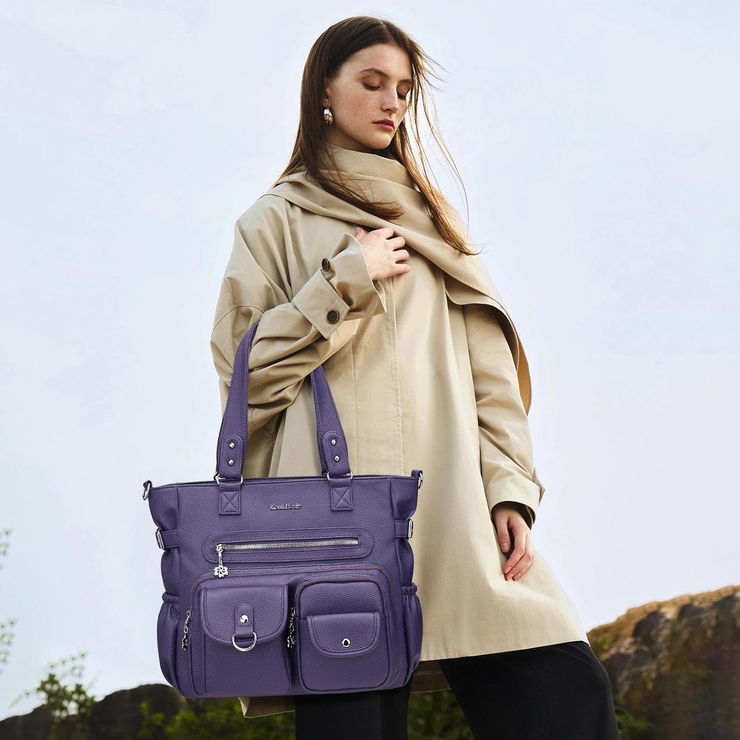 KouLi Buir Large Crossbody Bag for Women, Shoulder Bag Tote Handbag with Adjustable Strap, Leather Hobo Bags for Work Travel