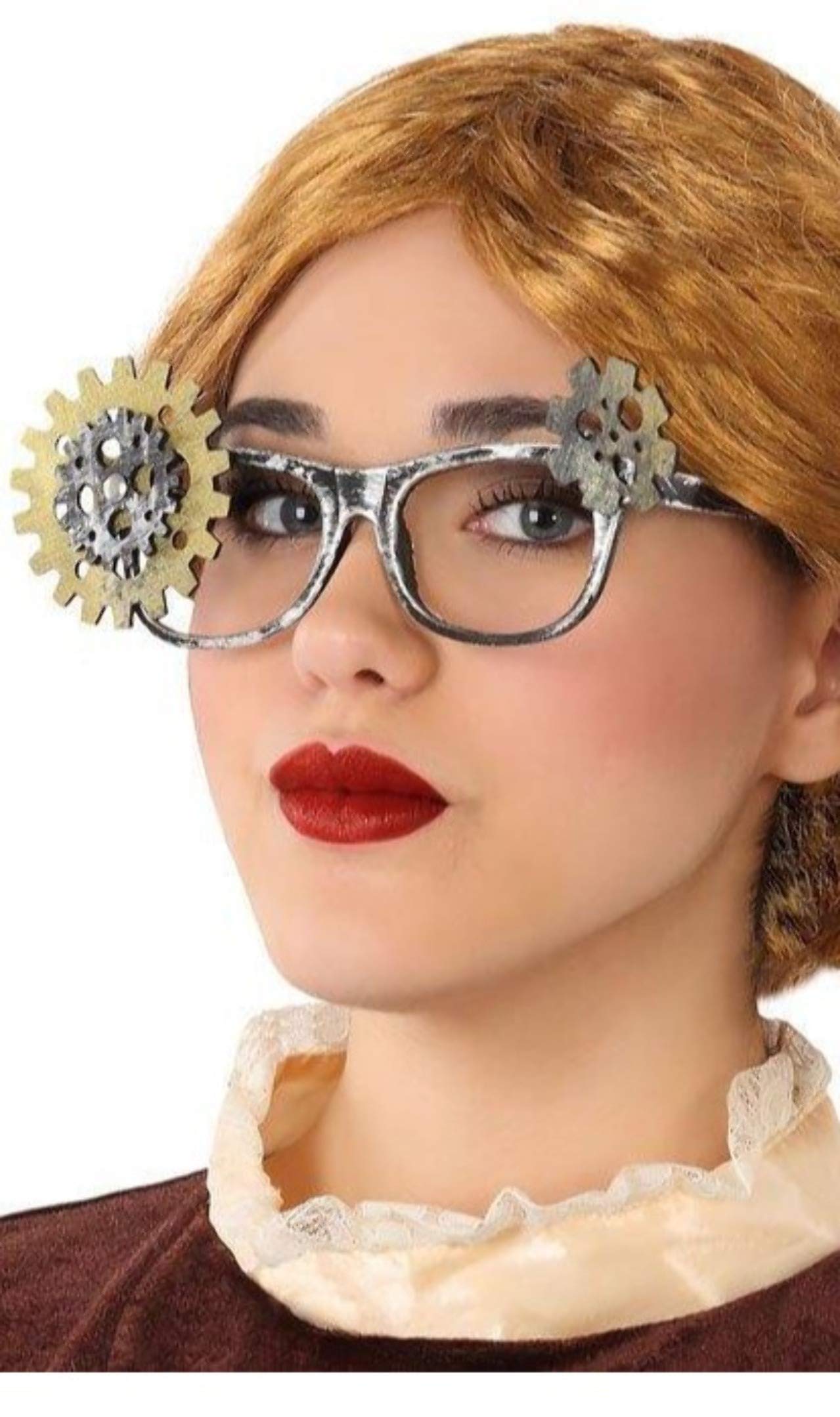 Atosa-62373 Atosa-62373 Steampunk Mechanical Glasses Adult Unisex Fancy Dress Accessory, Gold, One Size
