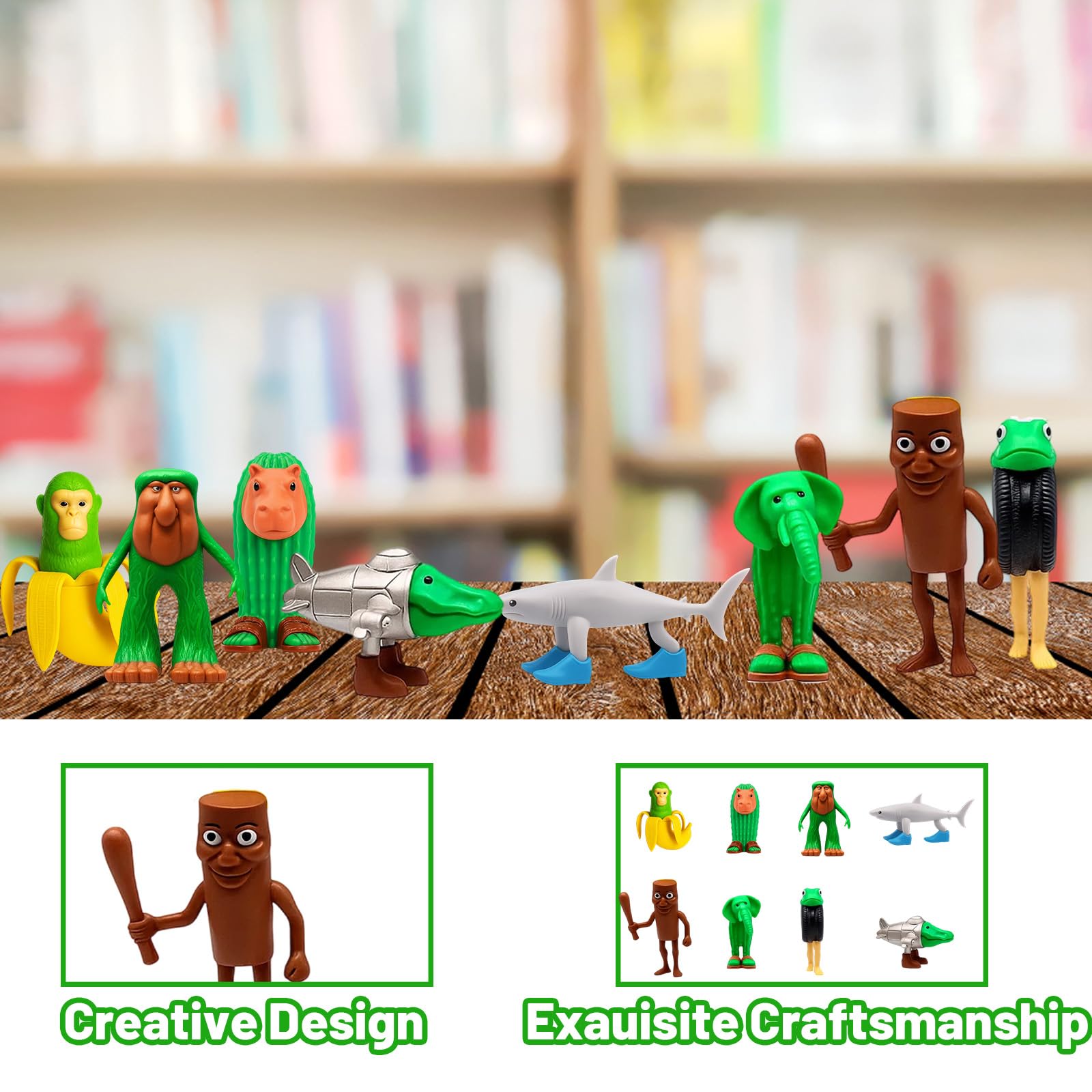 QXCFTW Funny Video Game Meme Figures 8PCS, Flipper Shark, Banana Monkey & More Absurd Collectibles - Image 3