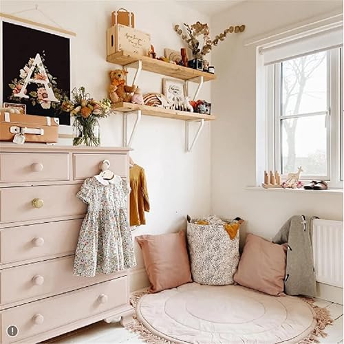 Miniatura 6 de ABREEZE Tapete redondo de algodón para bebé tapete de juego con borla para bebé cojín de gateo tapete de suelo para niños decoración de cuarto de