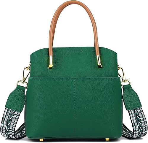 Miniatura 10 de Bolsos de cubo para mujer, bolso de hombro de cuero genuino, bolsos de asa superior, bolso cruzado con 2 correas extraíbles