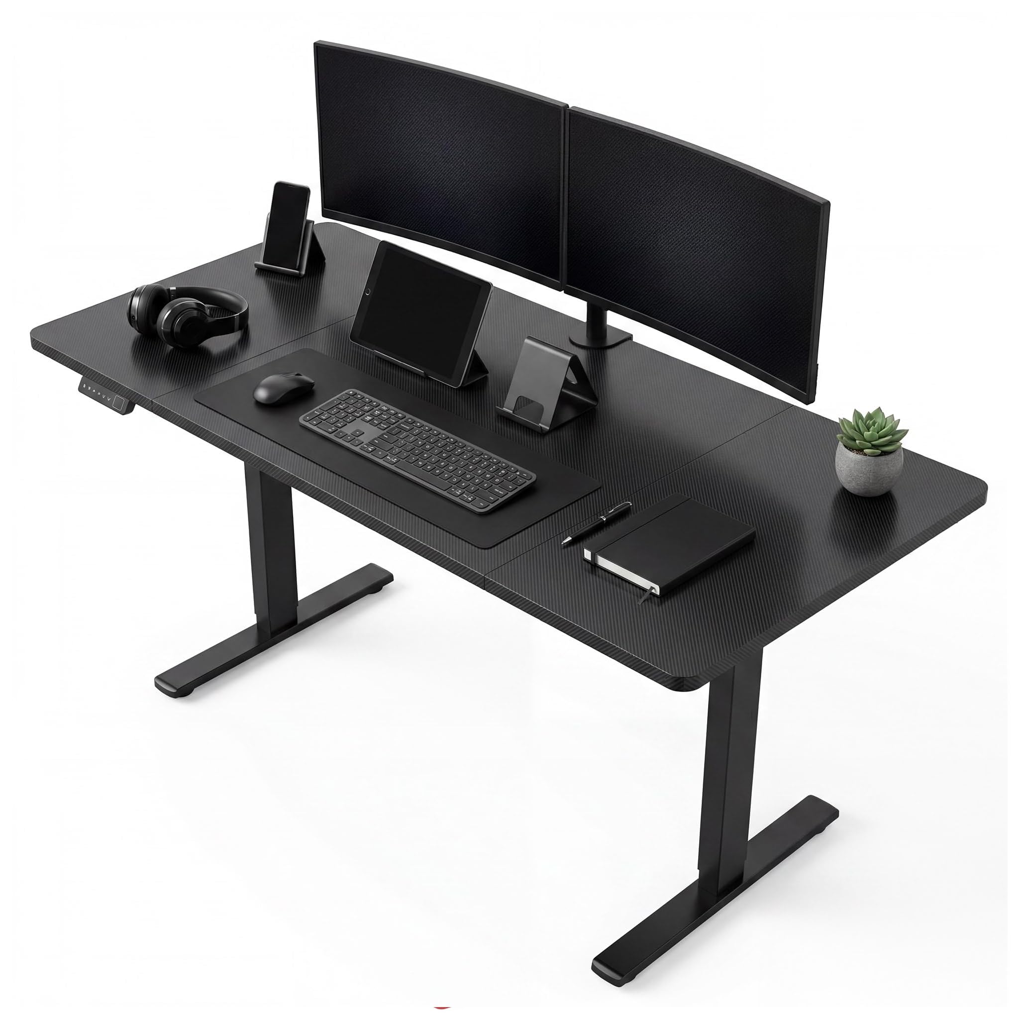 IDEALHOUSE 55×24 Inch Electric Height Adjustable Standing Desk Black 55X24 Inch