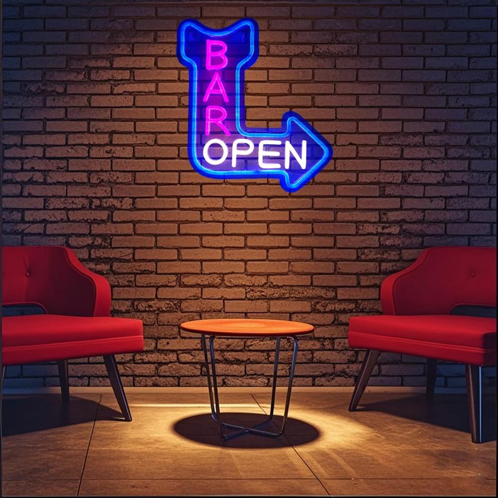 Bar Open Neon Sign,Open Arrow Neon Light for Bar Club Beer Shop Man Cave Restaurant Business Occasions Decor (bar blue right arrow) - Image 5