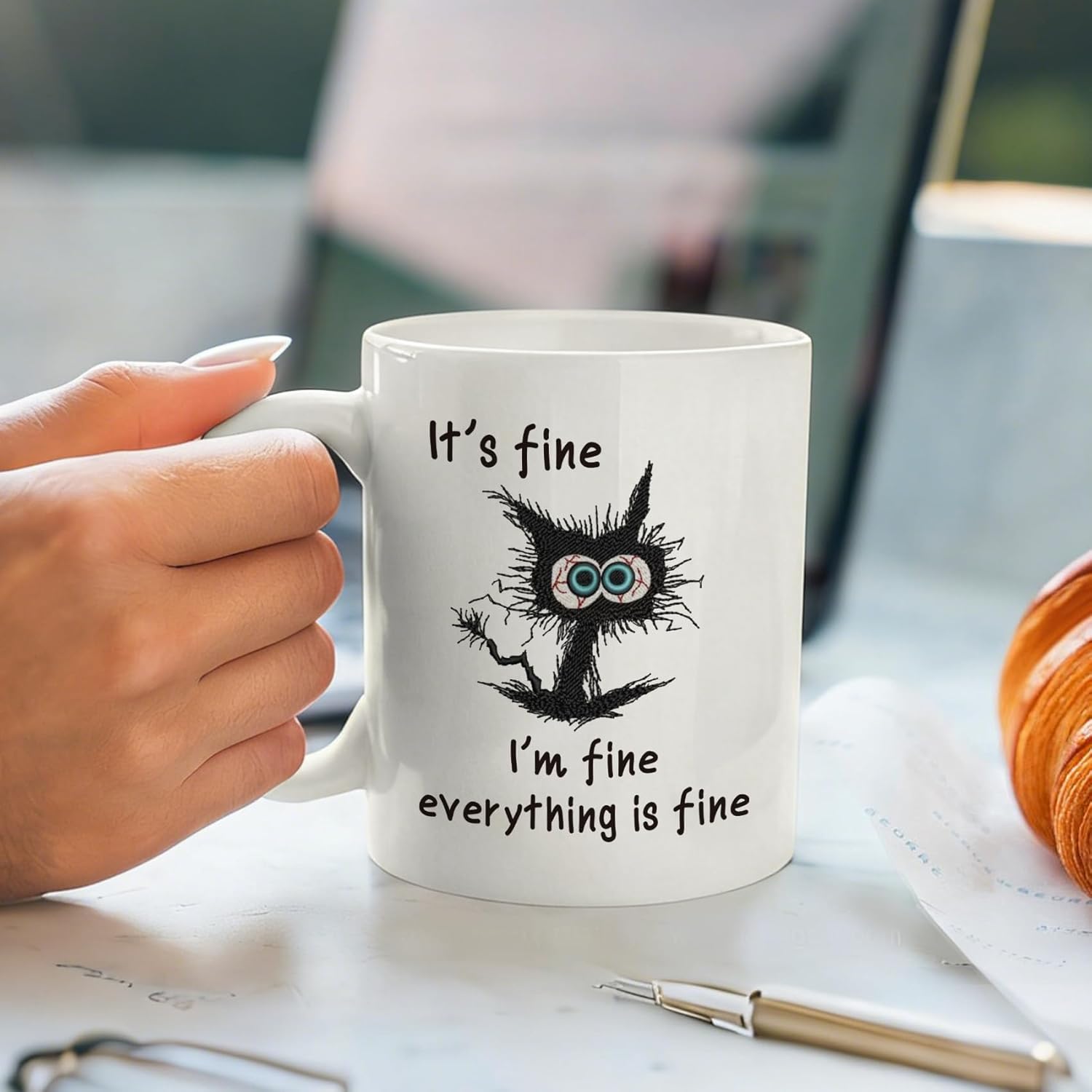 It's Fine Everything is fine Mug - Funny Sarcastic Cat Coffee Mugs | Novelty Office mug, Unique Gift for Cat Lovers & Animal Lovers (Men/Women) for Birthday and Christmas -31 - Image 4