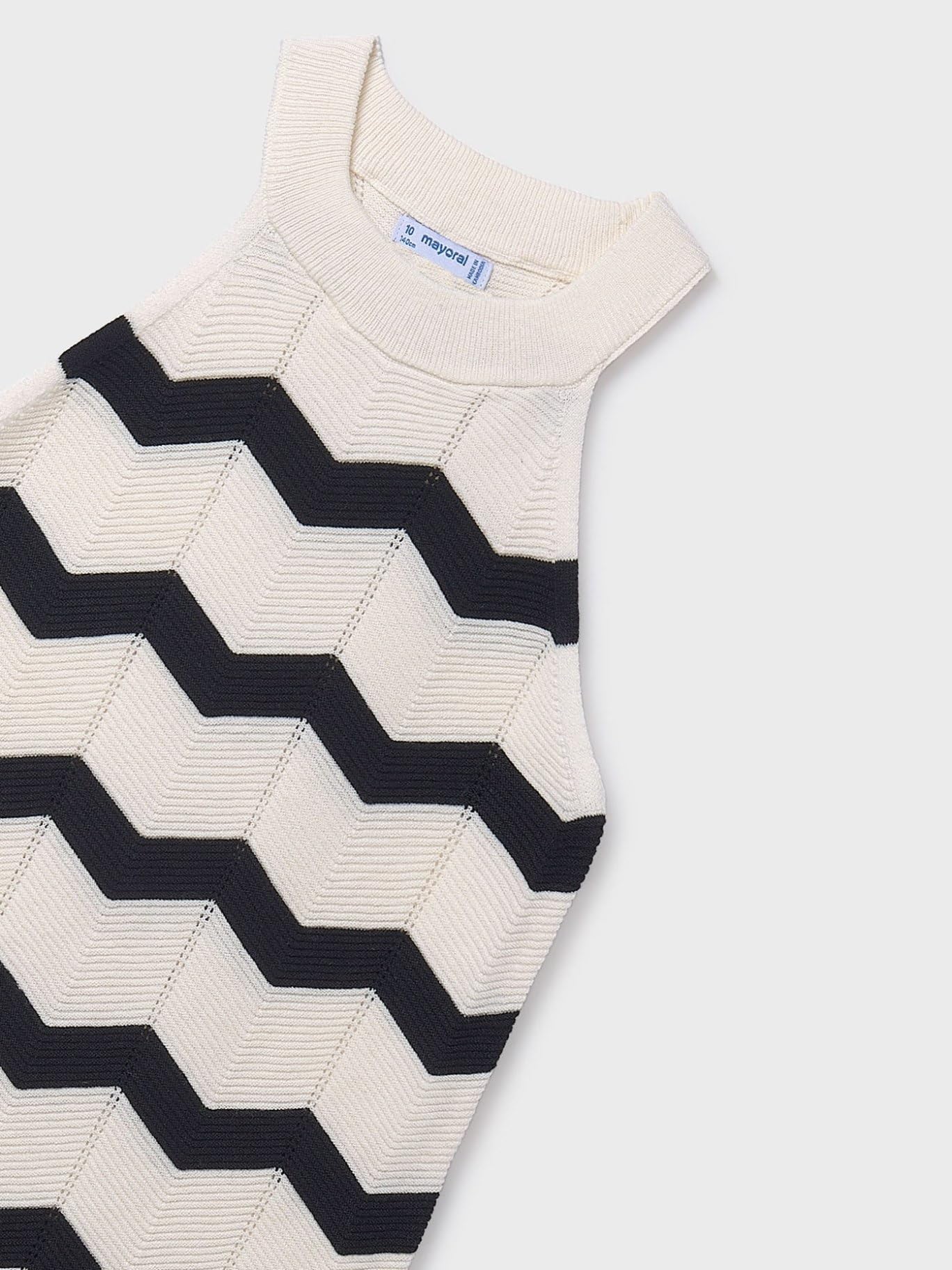Mayoral Strickkleid Zickzack-Muster für Mädchen Rohw-Schwa
