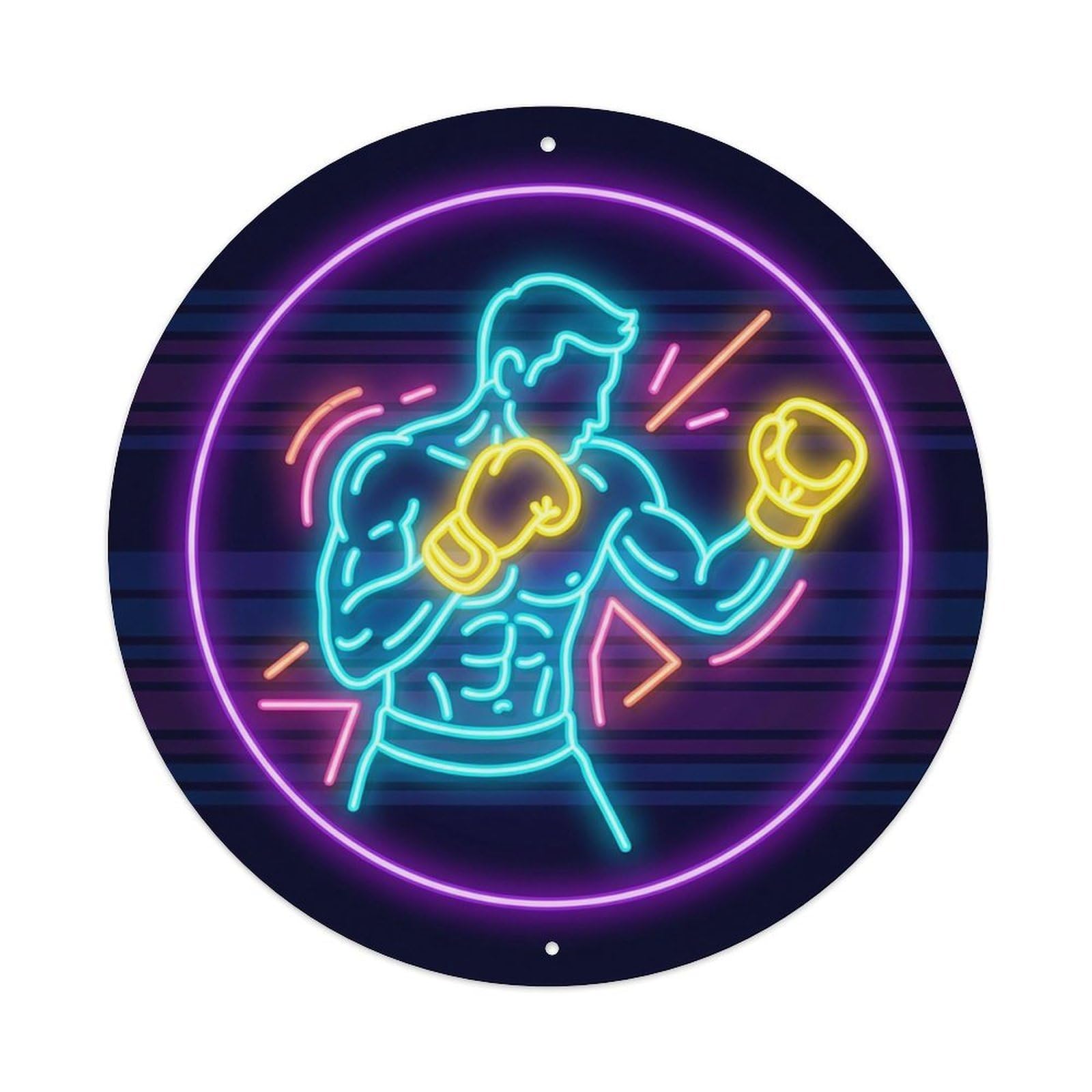 Vintage Faux Neon Gym Retro Bodybuilding Boxing Metal Tin Sign