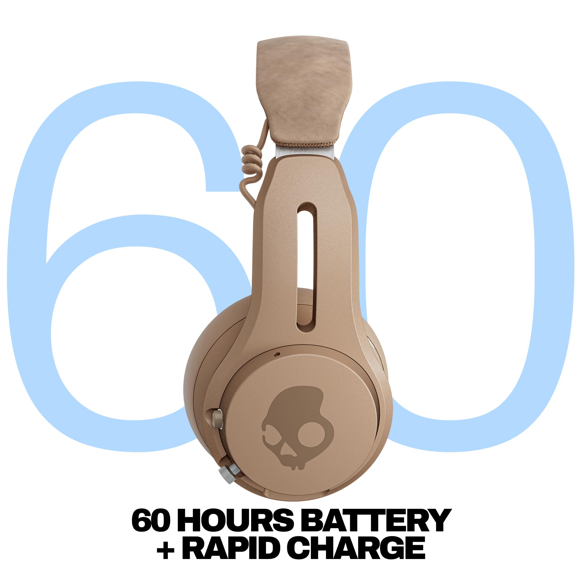 Skullcandy Icon ANC nauszne bezprzewodowe słuchawki Bluetooth z aktywną redukcją szumów, bateria 60 godzin, mikrofon, współpracuje z iPhone Android - Beige