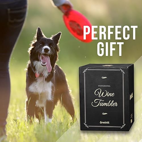 Miniatura 4 de Onebttl Border Collie regalos, vaso de diseño único para los amantes de Border Collie, vaso de vino de 12 onzas con tapa a prueba de derrames, taza