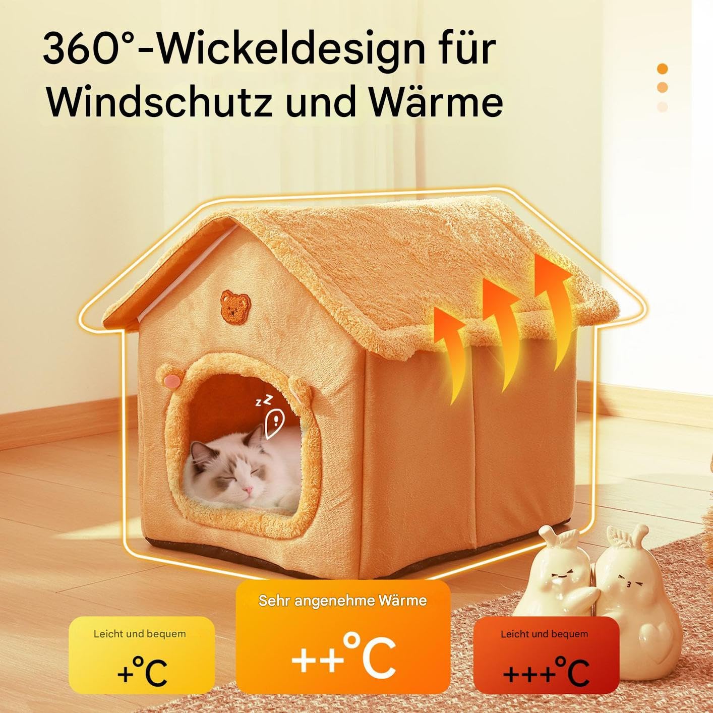 Katzenbett Höhle Faltbar Mit Abnehmbarem Kissen