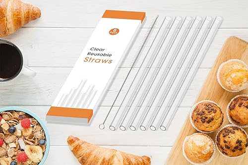 Miniatura 7 de YOELIKE - Pajitas de repuesto para vaso de viaje Stanley 40, 30 onzas, paquete de 6, popotes transparentes reutilizables con cepillo de limpieza,