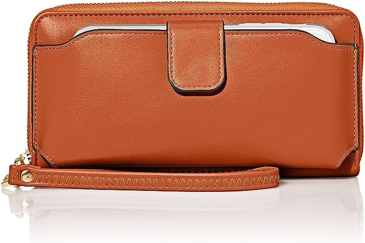 Women Wristlet Wallet with Cell Phone Holder RFID | with Cell Phone Holder, RFID