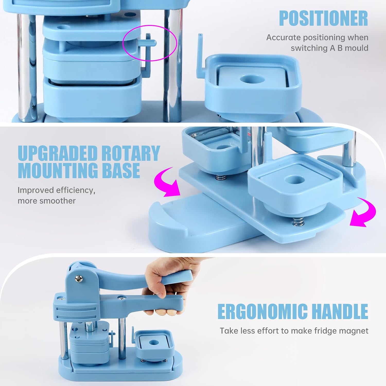 Goodcrafter Fridge Magnet Button Maker Machine,2-in-1 Fridge Magnet & Button Maker Machine, 50mm/1.97 inch Square Magnets Badge Maker Machine with 550 Free Parts (Includes 50 Pins)