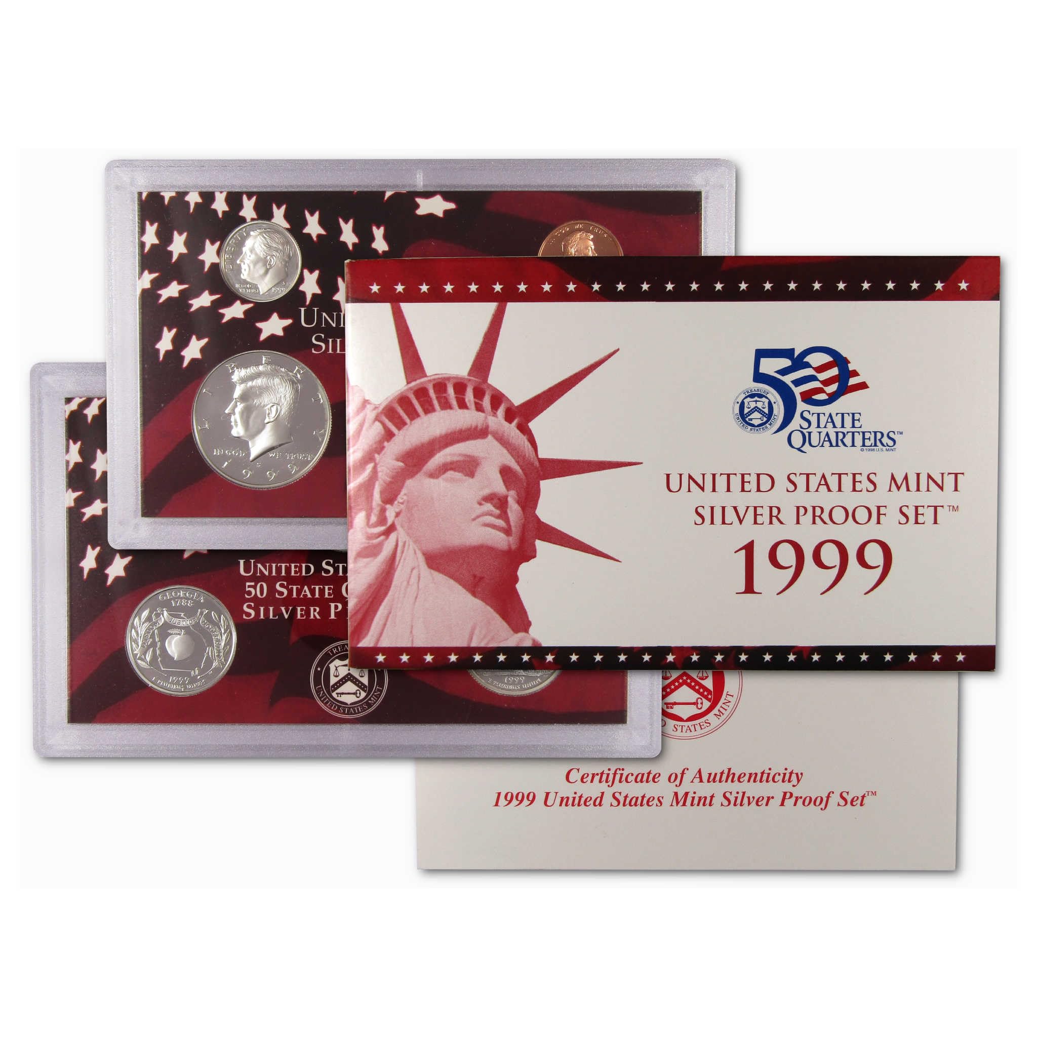 1999年 アメリカ 50州記念銀貨 シルバープルーフセット 1999 Silver Proof Set U.S. Mint Original Government Packaging OGP